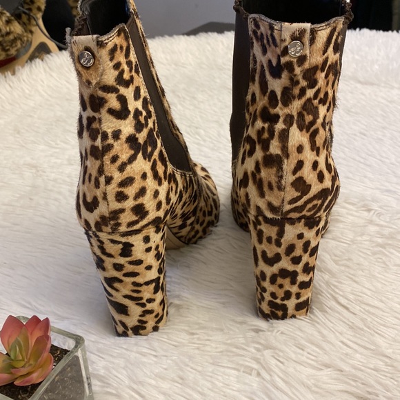 Sam Edelman Anthropologie Animal print Fur Chelsea Ankle Boot heel woman sz. 7.5 - Picture 8 of 11